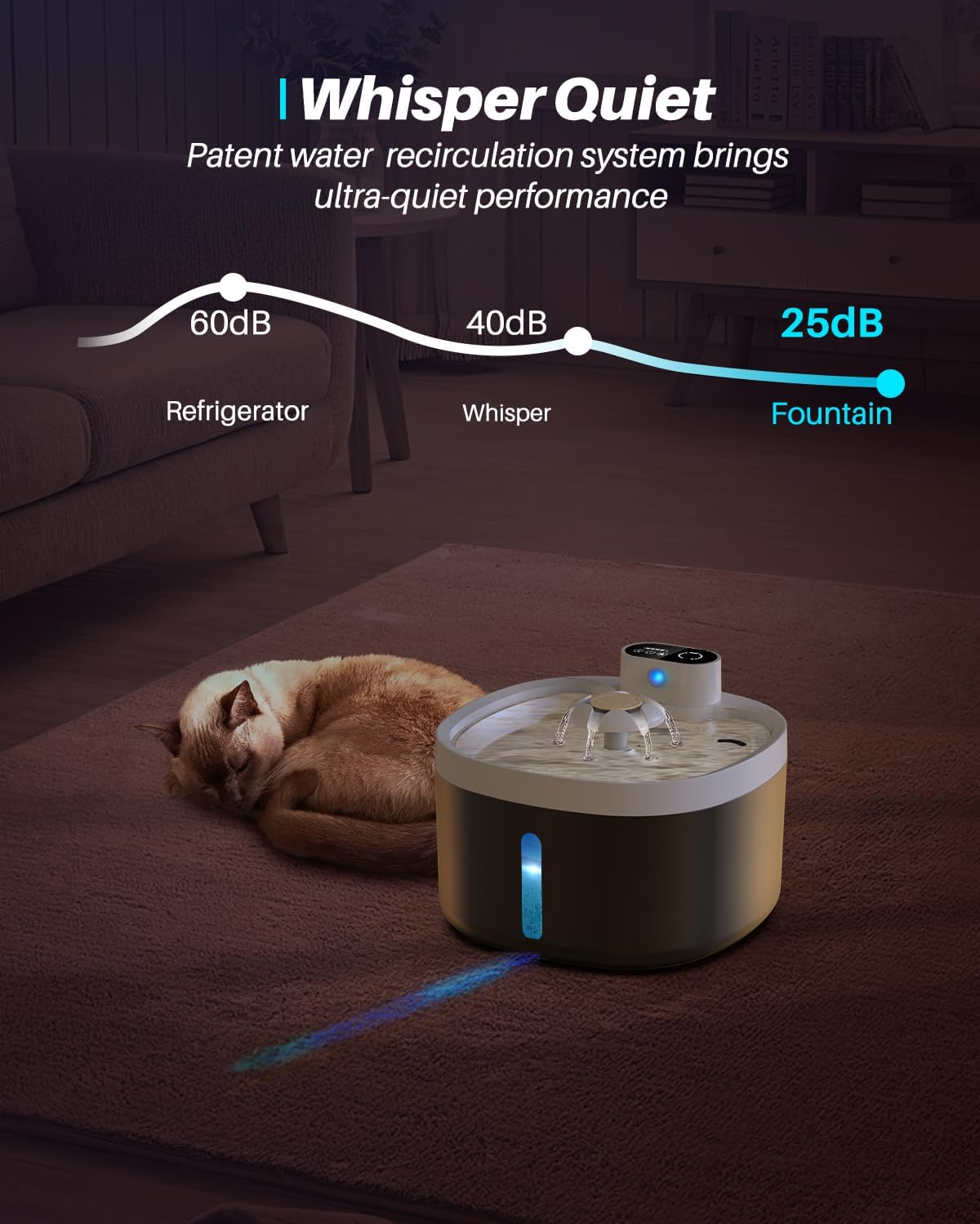 فواره آب گربه بیسیم با سنسور حرکتی ظرفیت ۲.۶ لیتر Cat Water Fountain 2.6L فواره آب گربه بیسیم با سنسور حرکتی ظرفیت ۲.۶ لیتر Cat Water Fountain 2.6L